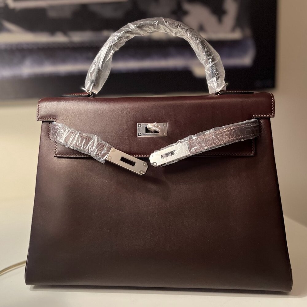 Wirkin Designer Inspired Kelly Chocolate Brown Swift Smooth Leather 32 CM Bag